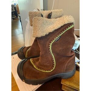 Keen Dry Suede Sherpa Lined Boots, Girls Size 13 Slip Water Resistant Side Zip U